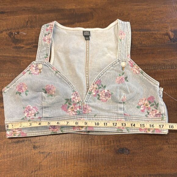 Wild Fable Light Denim Floral Crop Top Tank - Picture 5 of 6